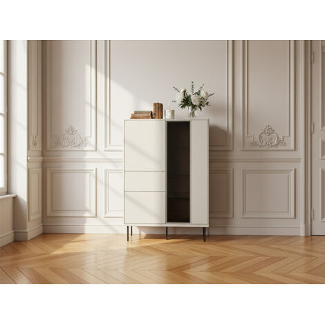 BOBOCHIC - Meuble vitrine 3 portes H. 140cm ESPERA avec LEDS