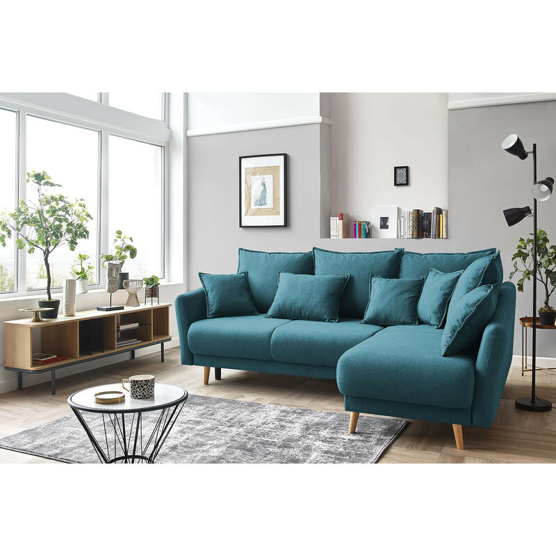 Canapé d'angle 4 places Bleu Design Confort