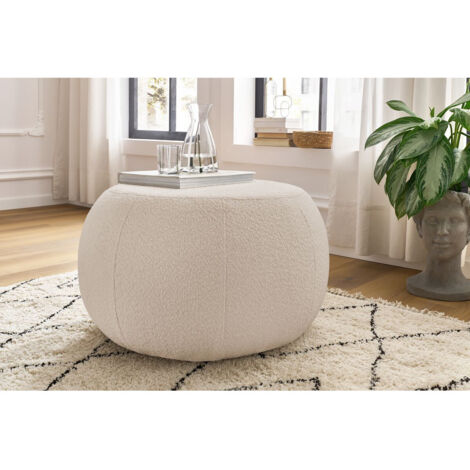 BOBOCHIC - Pouf ALESIA tissu bouclette   Beige