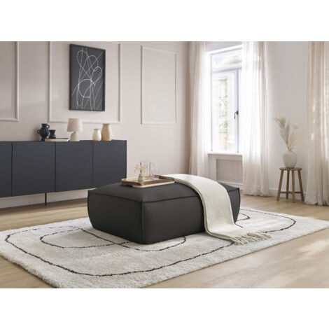 BOBOCHIC - Pouf BOHEME cuir végan   Noir
