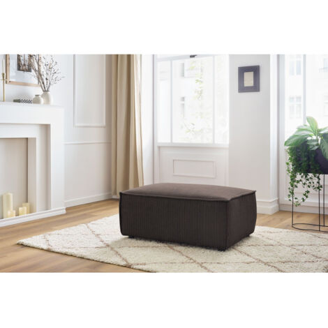 BOBOCHIC - Pouf compact NIHAD velours côtelé Marron
