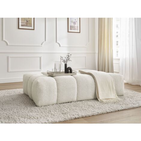 BOBOCHIC - Pouf EVEREST tissu chiné   Blanc