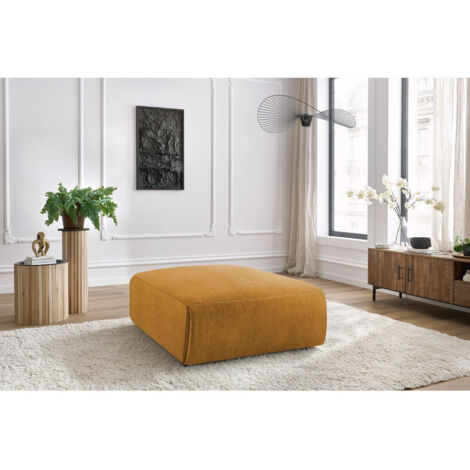 BOBOCHIC - Pouf grand JEANNE tissu velours   Jaune