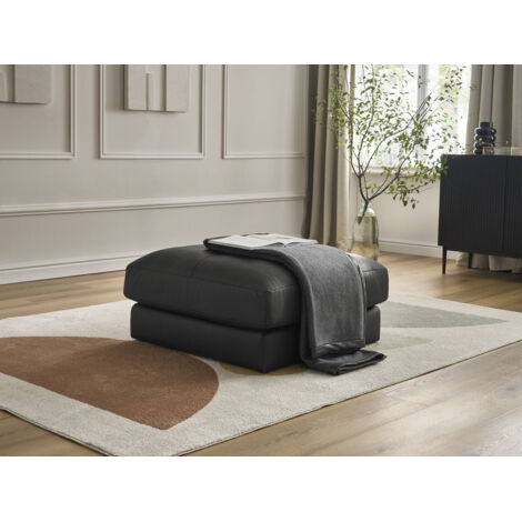BOBOCHIC - Pouf LEONARD cuir de vache   Noir