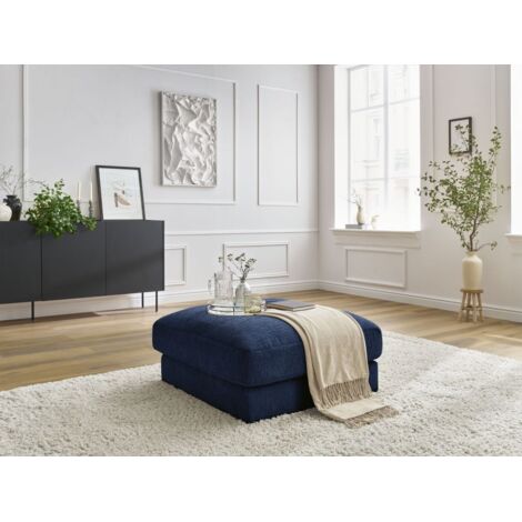 BOBOCHIC - Pouf LEONARD tissu texturé   Bleu foncé