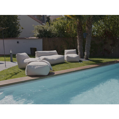 Bobochic – Pouf modulable RIVIERA 80x80x42 cm – Tissu 100% oléfine déperlant – Confort moelleux avec granulés de polystyrène – Pour usage extérieur