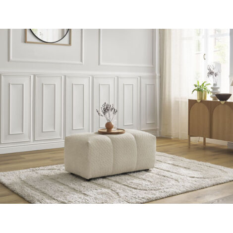 BOBOCHIC - Pouf ROXELANE tissu bouclette   Beige