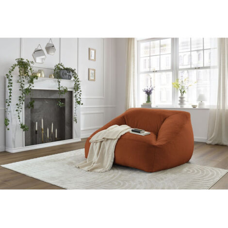 BOBOCHIC - Pouf ultra moelleux LILIBET tissu imitation fourrure   Orange