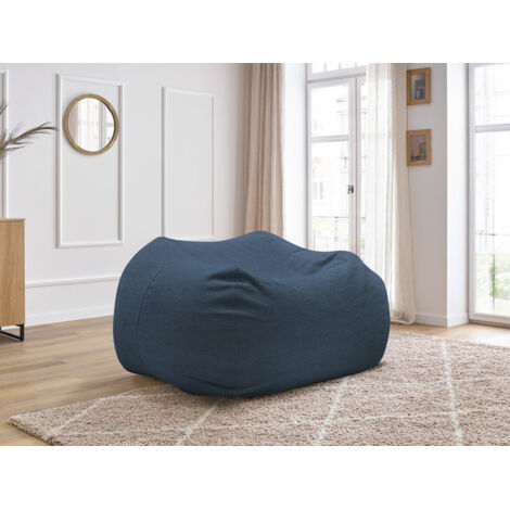 BOBOCHIC - Pouf ultra moelleux VOLTAIRE tissu chiné   Bleu foncé