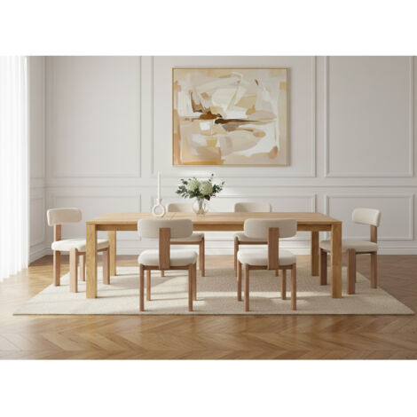 Bobochic – Table à manger extensible 220 à 310 cm – Chêne massif – 12 couverts – Finition huilée – Design naturel