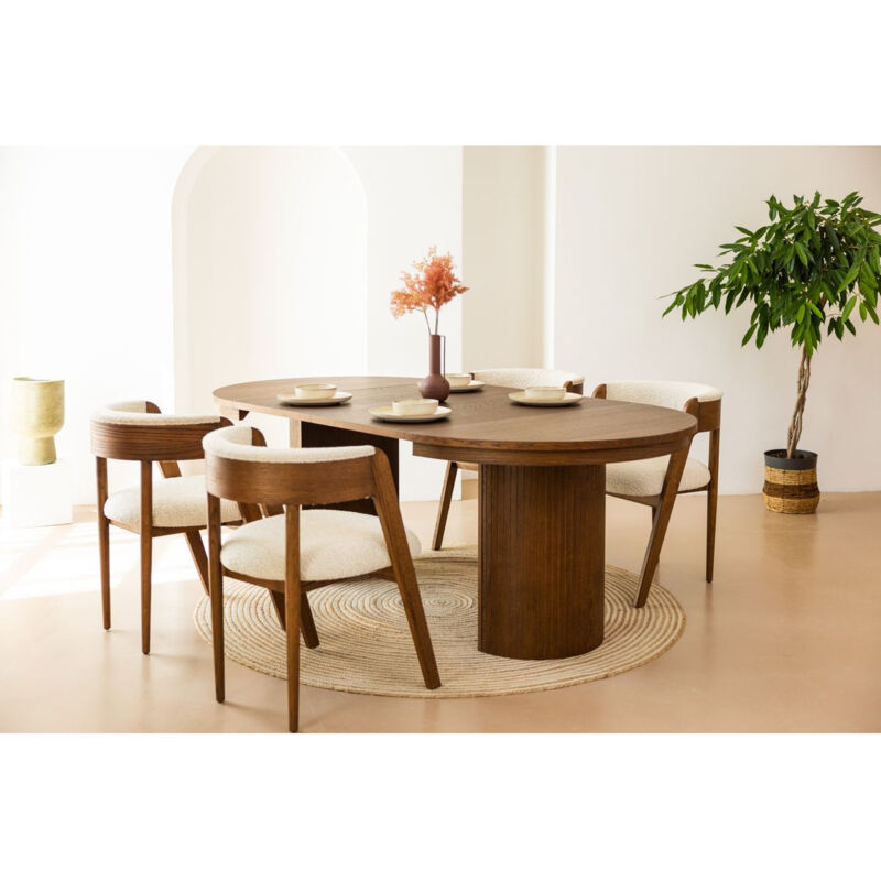 Bobochic - Table à manger ronde extensible 110 à 210 cm prado placage chêne massif Marron foncé