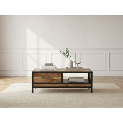 BOBOCHIC - Table basse 1 tiroir BEAUBOURG bois massif de manguier