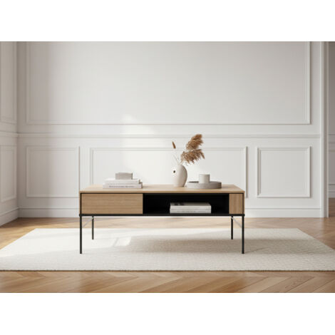 BOBOCHIC - Table basse 110 cm VERONA effet chêne avec niche
