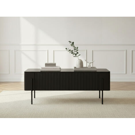 BOBOCHIC - Table basse 2 tiroirs 100 cm MATHILDE pieds noirs