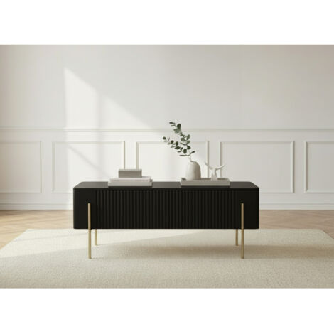 BOBOCHIC - Table basse 2 tiroirs 100 cm MATHILDE pieds or