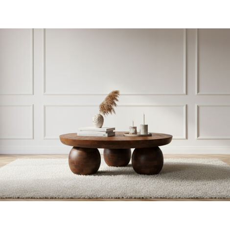 BOBOCHIC - Table basse D.100 cm ALINE bois massif de manguier