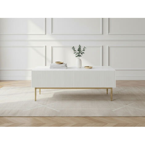 BOBOCHIC - Table basse KASHA Pieds or   Blanc