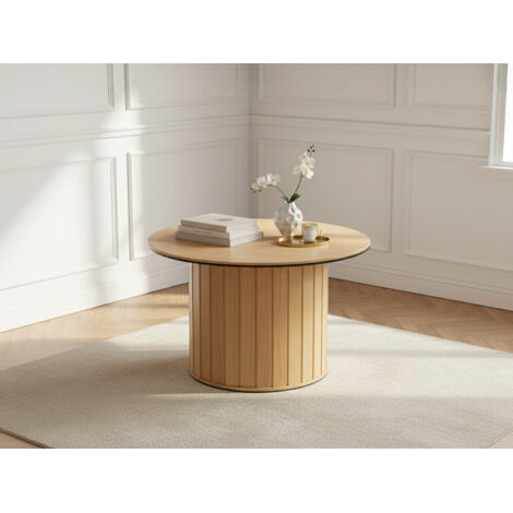 BOBOCHIC - Table basse ronde D.80 cm AMBOISE couleur chêne