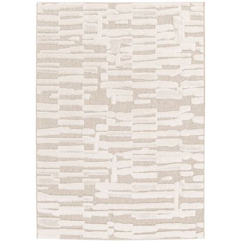BOBOCHIC - Tapis poil ras LENNON motif abstrait 200x290 Beige