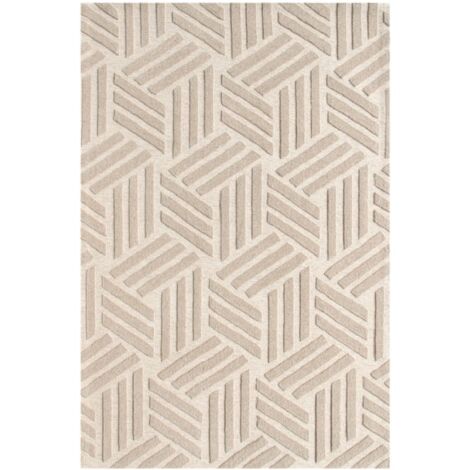 BOBOCHIC - Tapis poil ras OSTARA motif géometrique  120x170 Beige