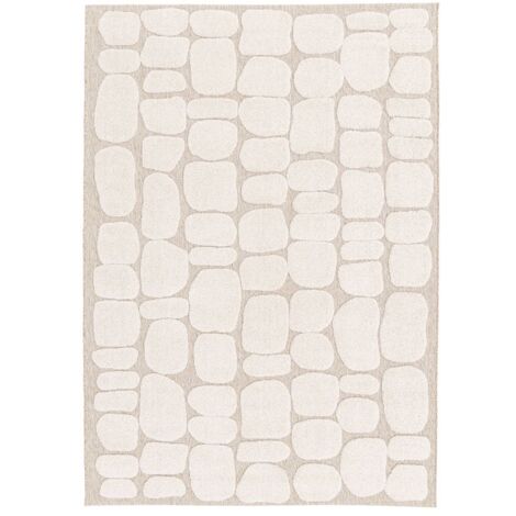 BOBOCHIC - Tapis poil ras ROKU motif abstrait 200x290 Beige
