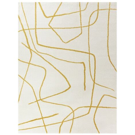 BOBOCHIC - Tapis poils courts SOLINE motifs abstraits  120x170 Jaune