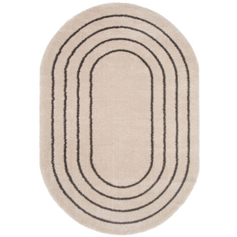 BOBOCHIC - Tapis poils long YUNA motif abstrait  160x229 Blanc