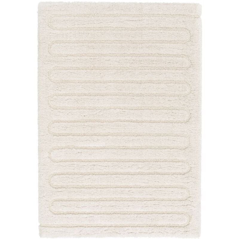 BOBOCHIC - Tapis poils longs CYRELLO motif graphique 120x170 Ecru