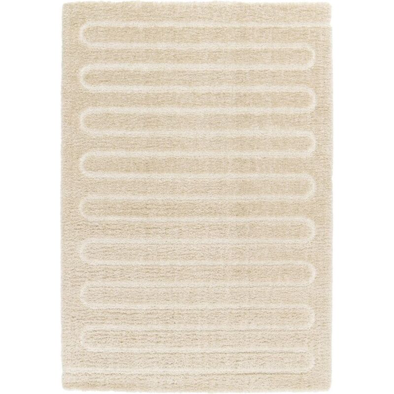 Bobochic - Tapis poils longs cyrello motif graphique 120x170 Beige