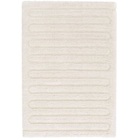 BOBOCHIC - Tapis poils longs CYRELLO motif graphique  200x290 Ecru