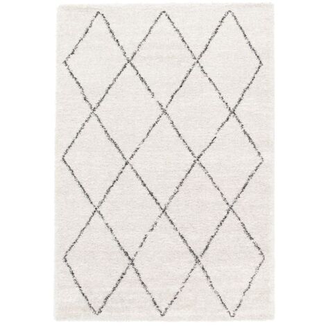 BOBOCHIC - Tapis poils longs RENAUD motifs graphiques  160x230 Beige