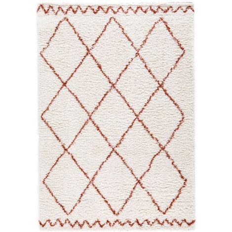 BOBOCHIC - Tapis poils longs SIMON motifs graphiques 120x170 Beige