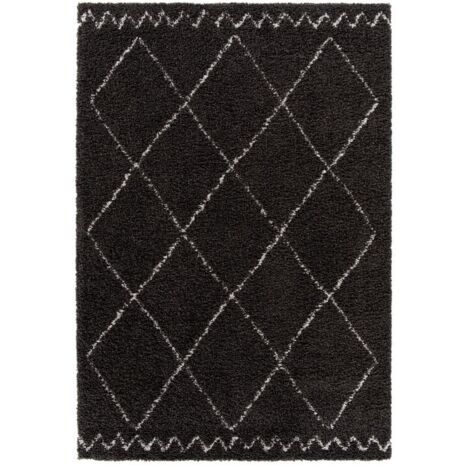 BOBOCHIC - Tapis poils longs SIMON motifs graphiques  160x230 Noir