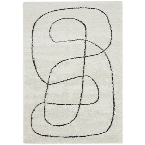 BOBOCHIC - Tapis poils mi-longs LAURE motif abstrait  120x170 Blanc