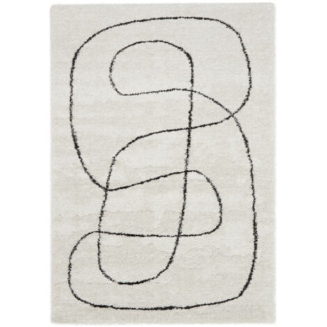 BOBOCHIC - Tapis poils mi-longs LAURE motif abstrait  160x230 Blanc
