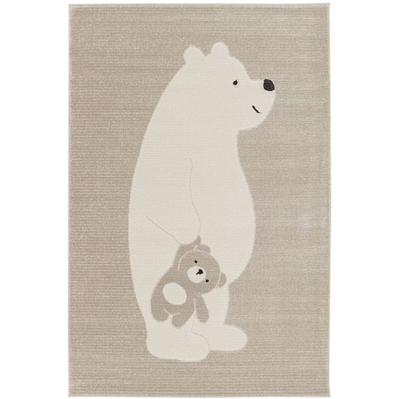 Bobochic - Tapis poils ras bearo motif ours 120x170 Beige