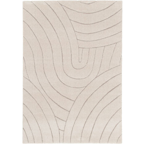 BOBOCHIC - Tapis poils ras BENOIT motif abstrait  160x230 Beige