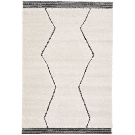 BOBOCHIC - Tapis poils ras ESTELLE motif graphique  120x170 Gris foncé