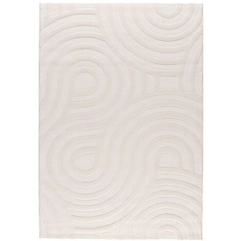 Bobochic – Tapis poils ras JOSIE 120x170 cm – Motif abstrait beige – Épaisseur 0,6 cm – 100% polyester – Pour chauffage par le sol