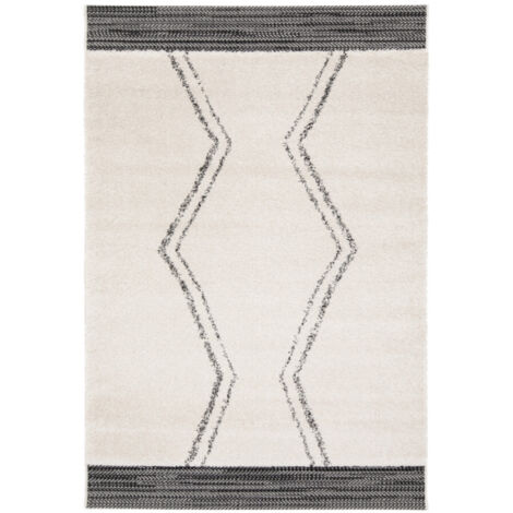 BOBOCHIC - Tapis poils ras LOAN motif graphique  120x170 Gris clair