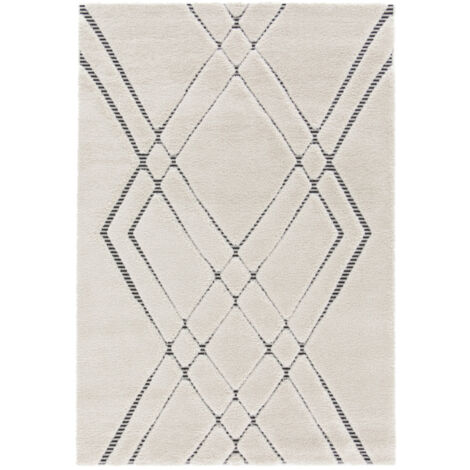 BOBOCHIC - Tapis poils ras LUDO motif graphique  120x170 Beige