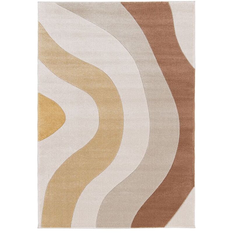Bobochic - Tapis poils ras nova motif abstrait 160x230 Beige