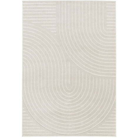 BOBOCHIC - Tapis poils ras ODILE motif abstrait 120x170 Gris clair