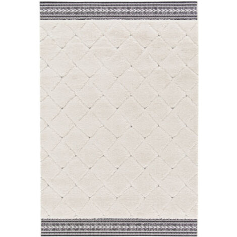 BOBOCHIC - Tapis poils ras ROMAIN motif graphique  120x170 Beige