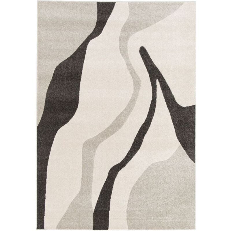 BOBOCHIC - Tapis poils ras ULYS motif abstrait 120x170 Gris