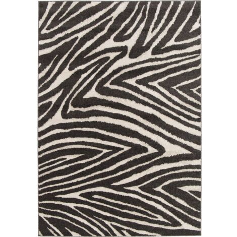 BOBOCHIC - Tapis poils ras ZAYN motif abstrait  120x170 Gris