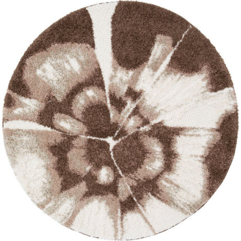 BOBOCHIC - Tapis rond poils longs MOCCA motif abstrait