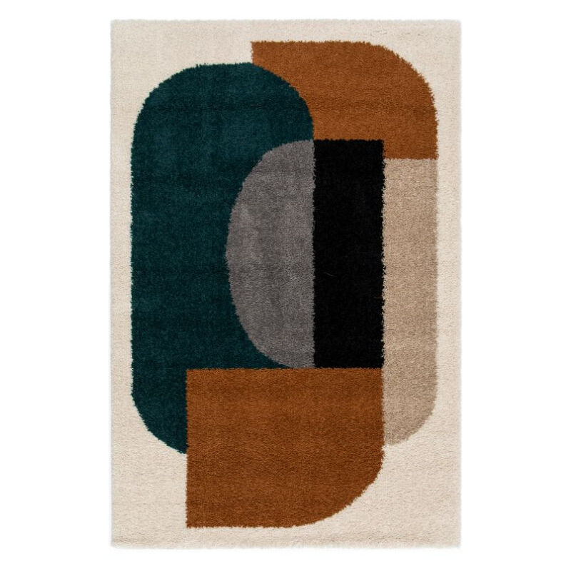 Bobochic - Tapis shaggy ezio motif abstrait 120x170 Orange