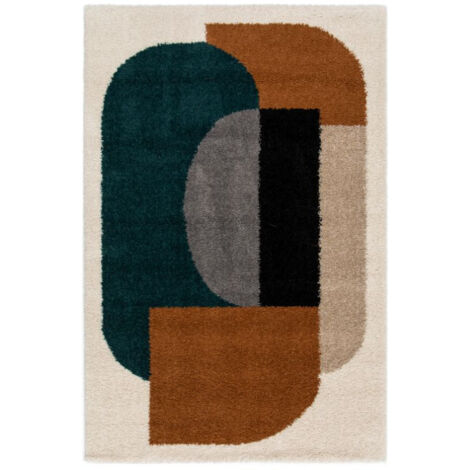 BOBOCHIC - Tapis shaggy EZIO motif abstrait 160x230 Orange