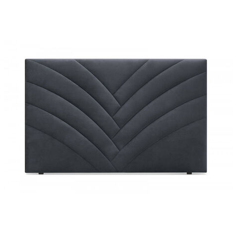 Bobochic – Tête de lit en velours gris foncé 190 cm – Structure bois moderne – Installation facile sans fixation murale – Fabrication française